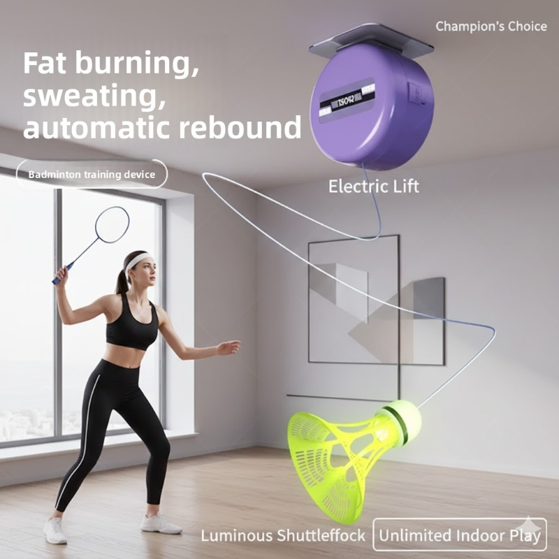 Badminton House - Badminton trainingsapparaat voor enkelspel, automatische rebound,